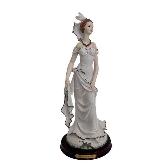 Elegante Collection Victorian Lady Figurine 14" Cream Polyresin Round Base - Picture 3 of 15